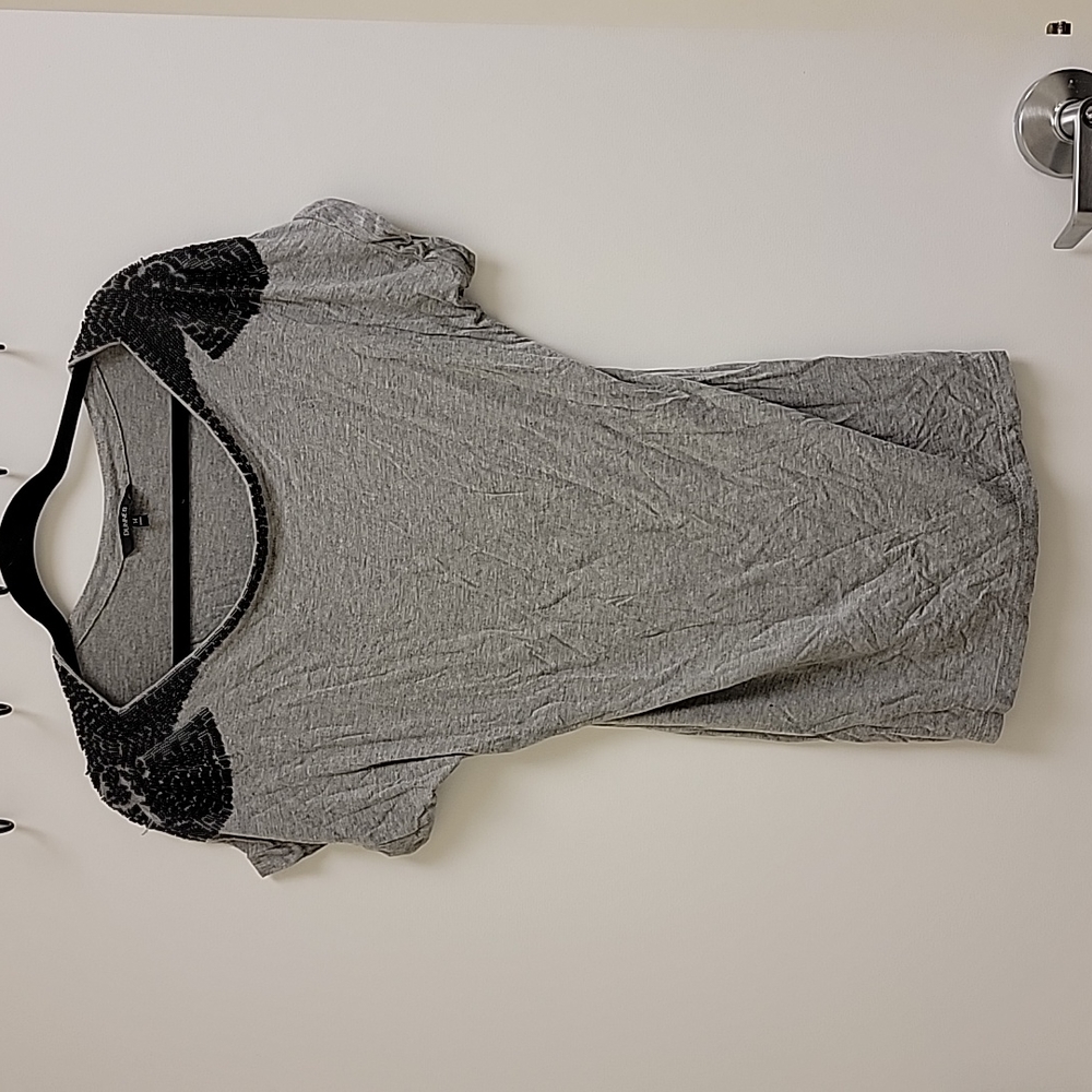 Dunnes grey tunic with black beading 14/16 size